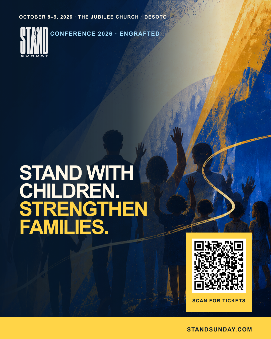 Printable Stand Sunday Conference flyer with registration QR code